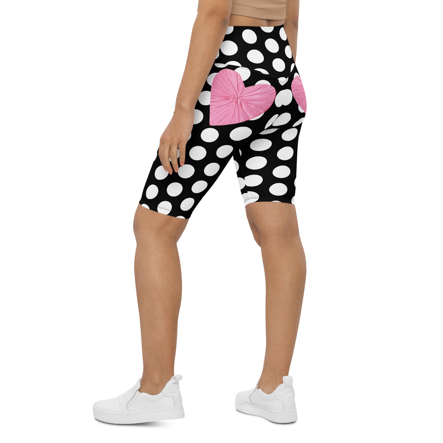 Les Polka Dots Heart Back Biker Shorts