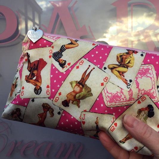 Baby Shuffle Pin Up Playing Cards Purse in Pink