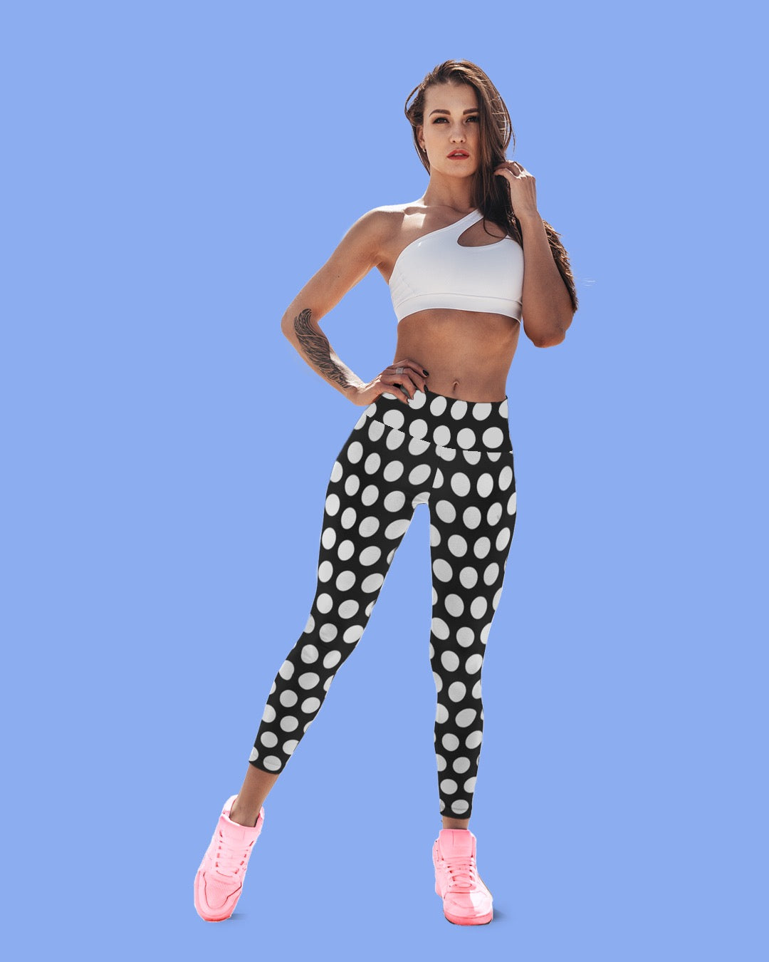 Les Polka Dot Yoga Capri Leggings in Black