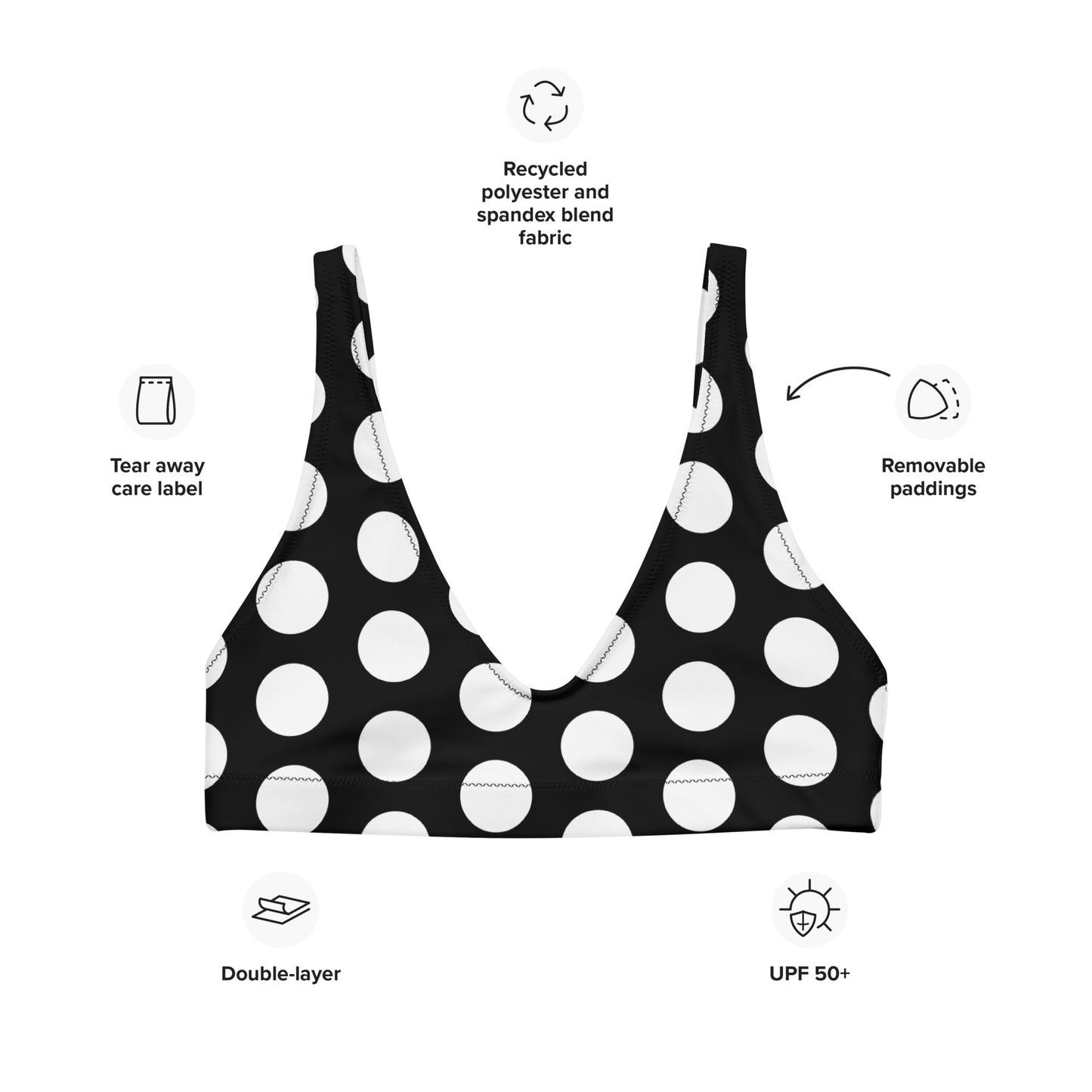 Les Polka Dots Classic Recyled padded bikini top