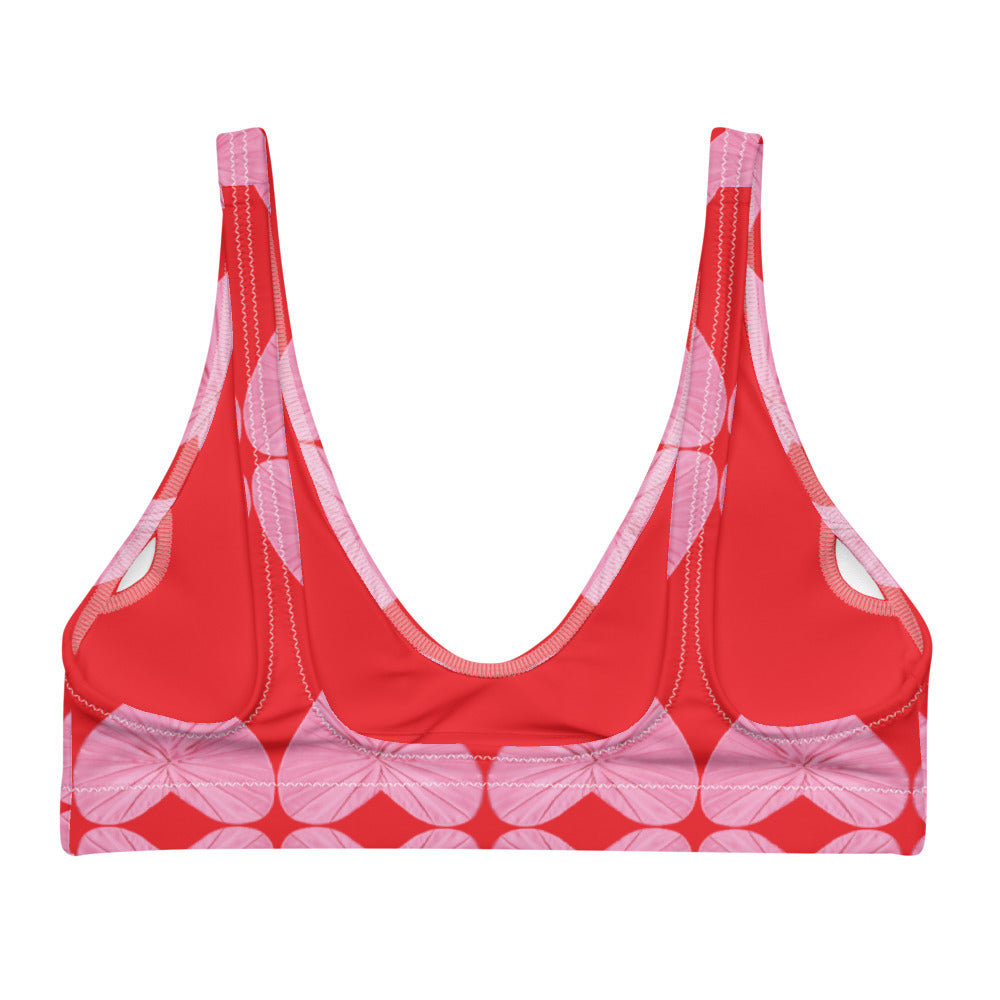 Harlequin Hearts Pink and Red Eco Bikini Top