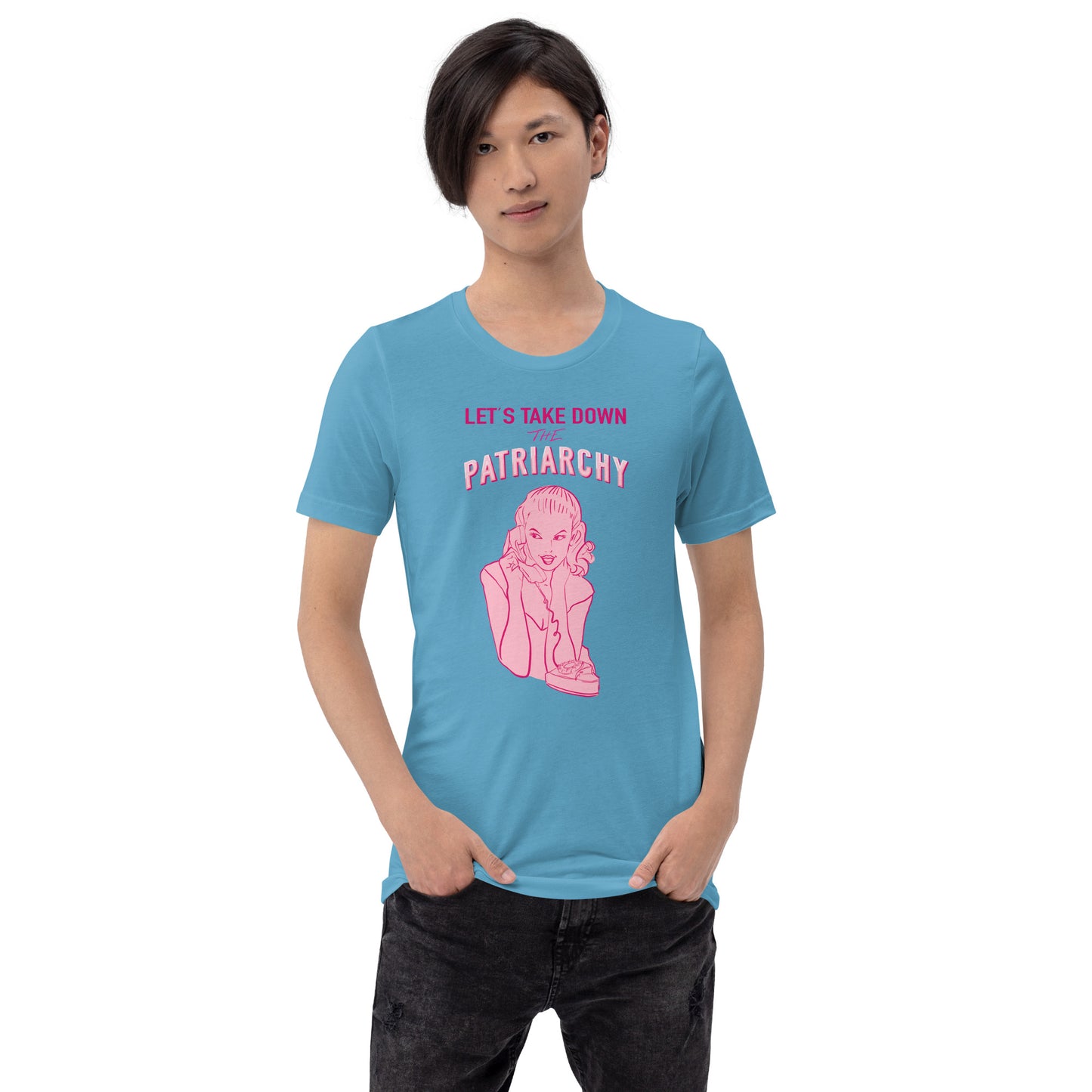 Lets Take Down The Patriarchy Tee in Pink or Ocean Blue
