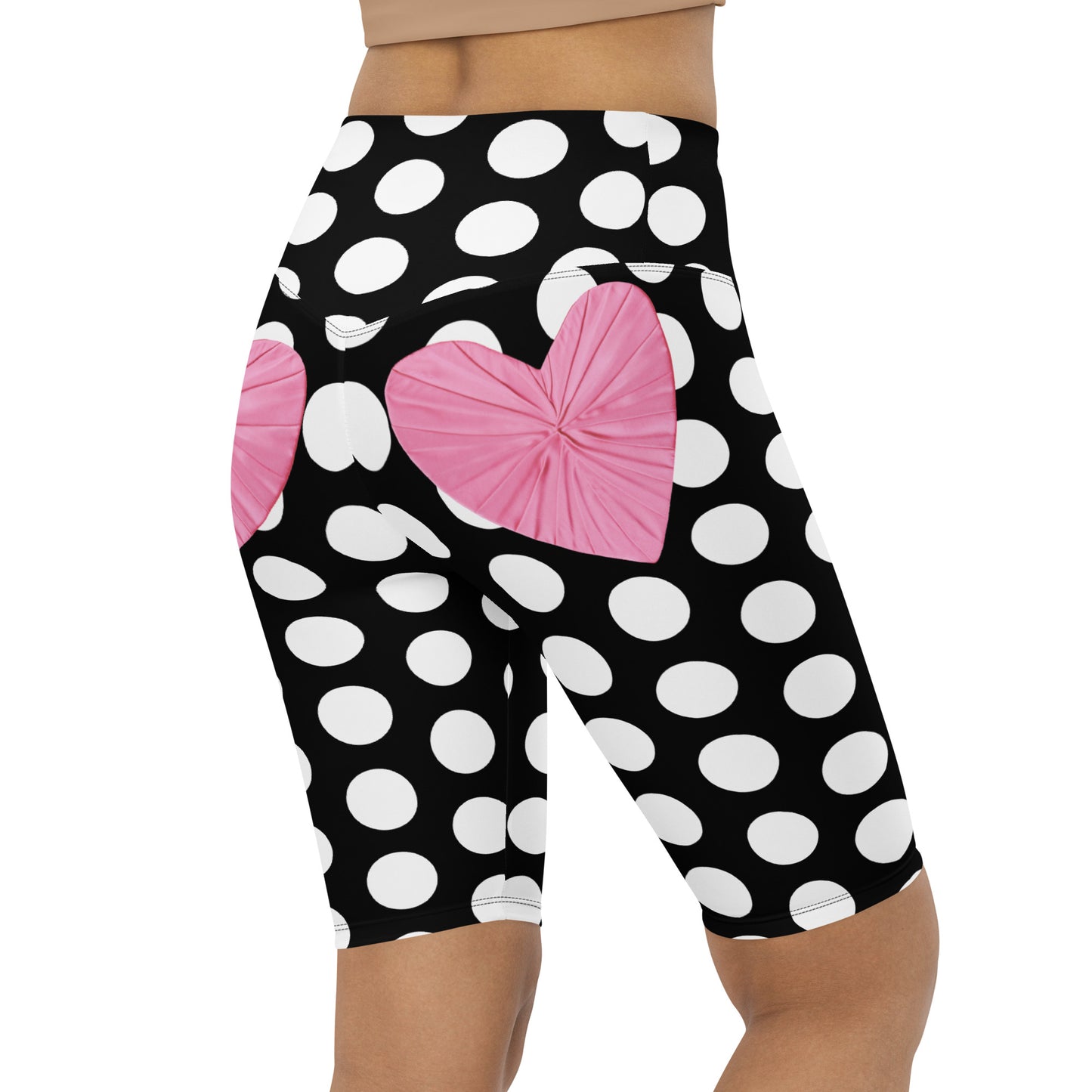 Les Polka Dots Heart Back Biker Shorts