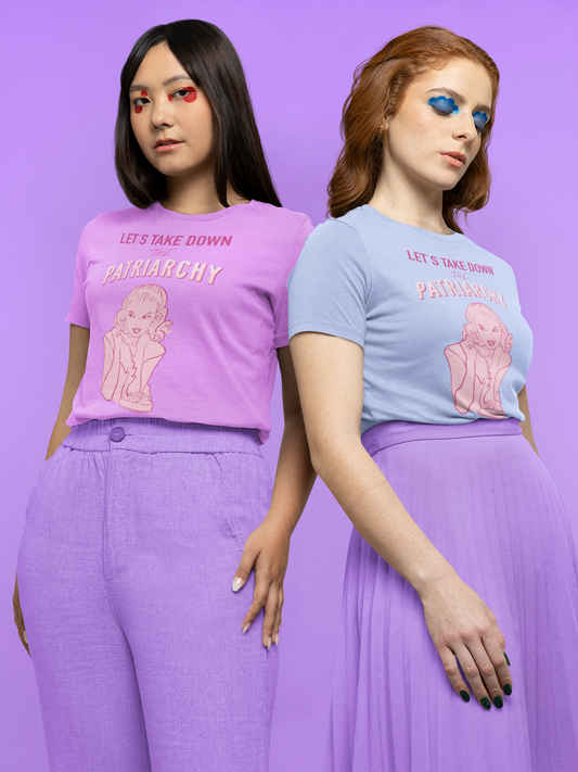 Lets Take Down The Patriarchy Tee in Lilac or Light Blue