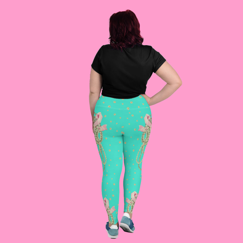 Vintage Pearl Statement Aqua High Waisted Curve Leggings