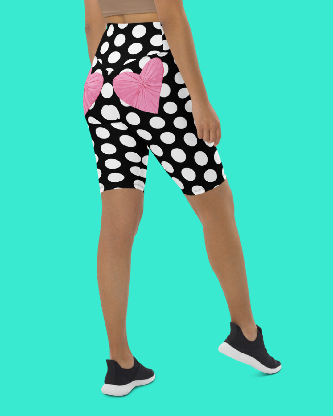 Les Polka Dots Heart Back Biker Shorts