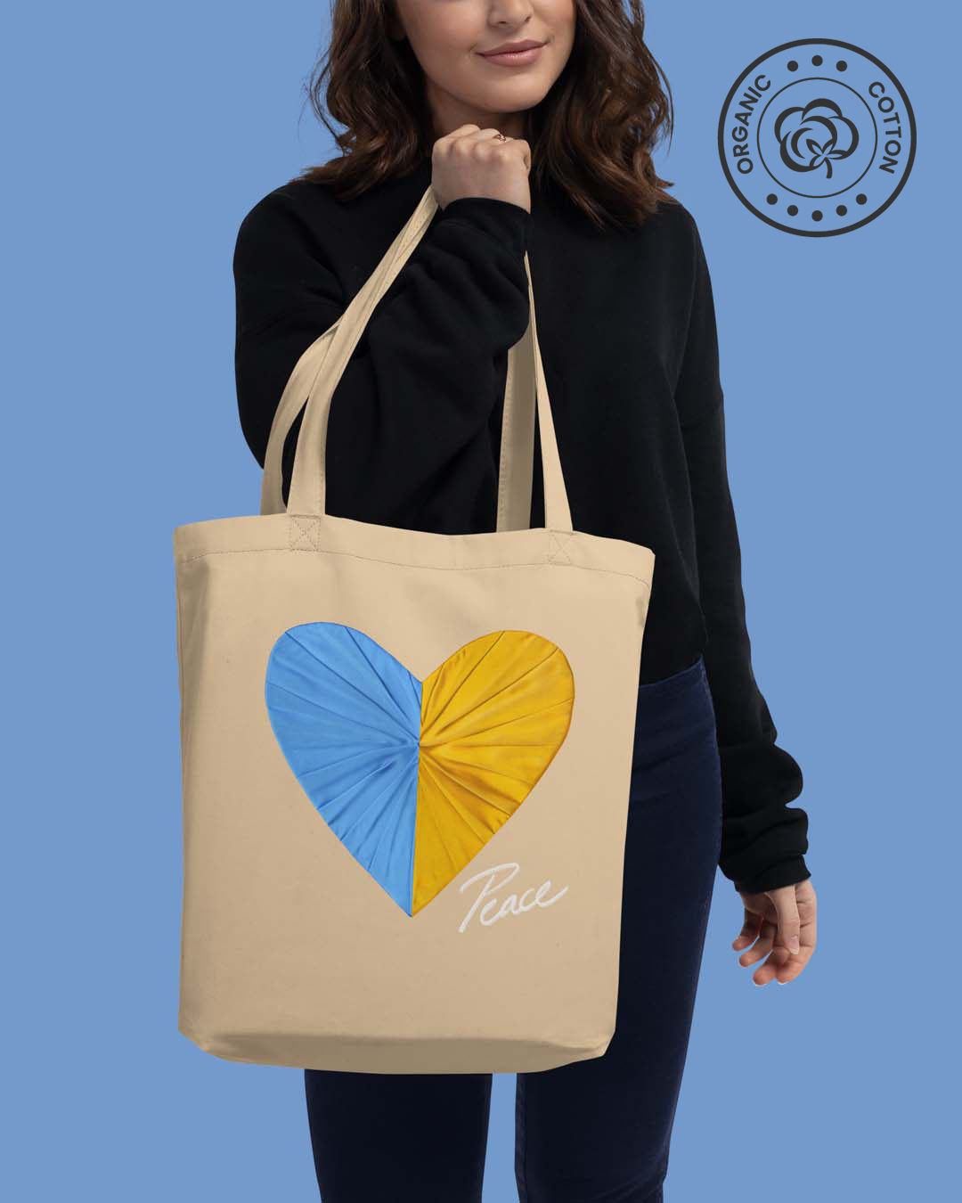 Peace and Love Champagne Eco Tote Bag