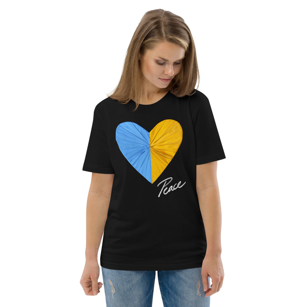 Peace and Love Unisex Black Organic Cotton Tee