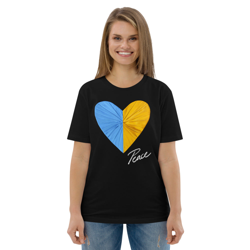 Peace and Love Unisex Black Organic Cotton Tee