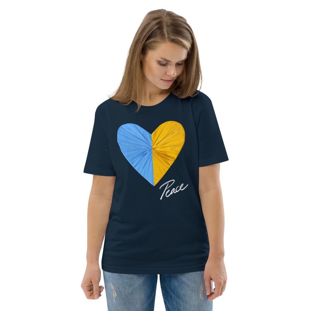 Peace and Love Unisex Black Organic Cotton Tee