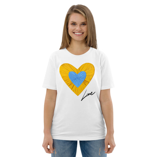 Love and Peace White Unisex Organic Cotton tee