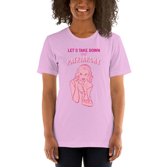 Lets Take Down The Patriarchy Tee in Lilac or Light Blue